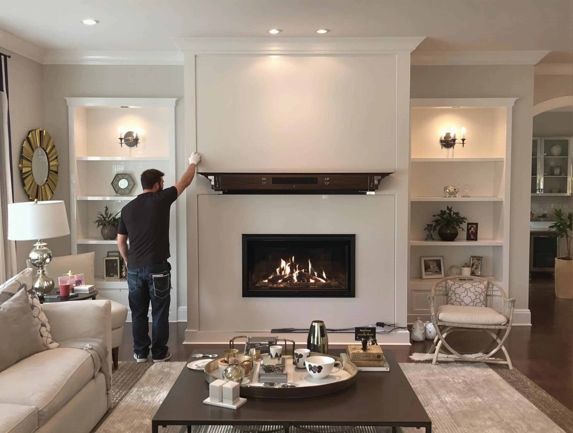 Sayreville Chimney Sweep installing a new fireplace in Sayreville, NJ